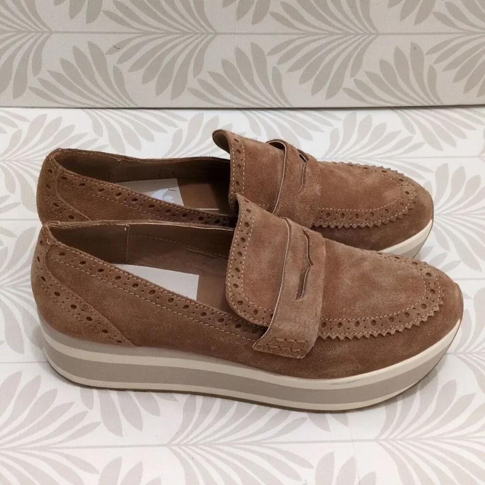 Dolce Vita Men's Brown Suede Penny Loafers Slip-On Brogue Comfort US 10
